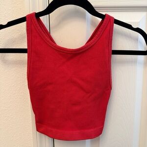 Aritzia Red Ribbed Crop Tank Sports Bra